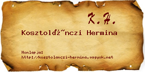 Kosztolánczi Hermina névjegykártya
